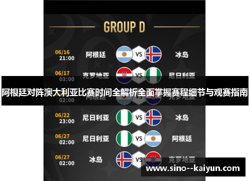 阿根廷对阵澳大利亚比赛时间全解析全面掌握赛程细节与观赛指南 阿根廷对阵澳大利亚比赛时间全解析全面掌握赛程细节与观赛指南